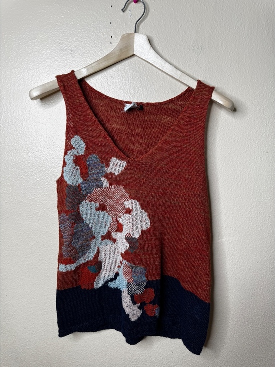 Anthropologie Tops - Akemi + Kin Anthropologie Linen Blend Knit Tank Top Small Romantic Floral